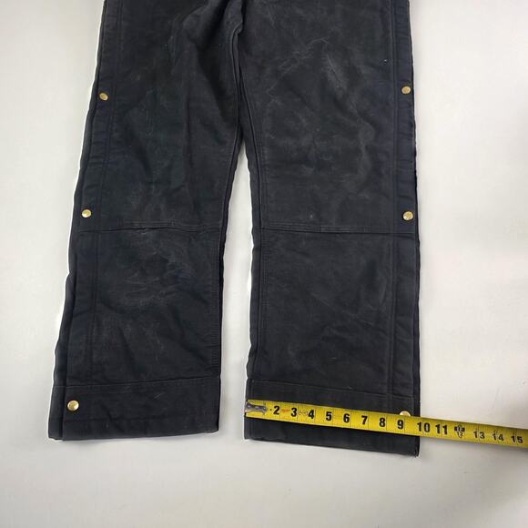 Carhartt Bib Overalls Mens Large Tall Black Insulated Quilt Lined Duck Canvas - Picture 6 of 16